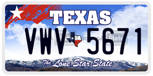 VWV5671  license plate in TX