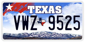 VWZ9525 license plate in Texas