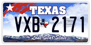 VXB2171 license plate in Texas