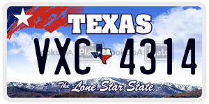 VXC4314 license plate in Texas