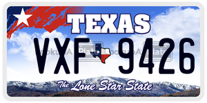 VXF9426 license plate in Texas