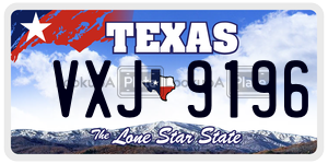 VXJ9196 license plate in Texas