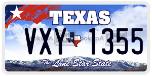 VXY1355 license plate in Texas