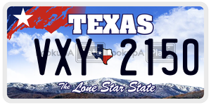 VXY2150 license plate in Texas