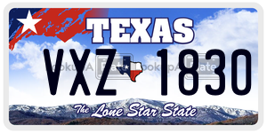 VXZ1830 license plate in Texas