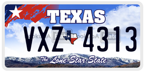 VXZ4313 license plate in Texas