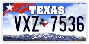 VXZ7536 license plate in Texas