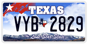 VYB2829 license plate in Texas