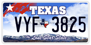 VYF3825 license plate in Texas