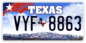 VYF8863 license plate in Texas