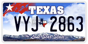 VYJ2863 license plate in Texas