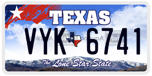 VYK6741 license plate in Texas