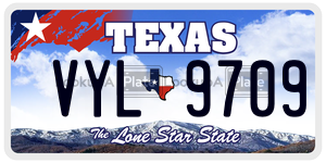 VYL9709 license plate in Texas