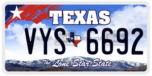 VYS6692  license plate in TX