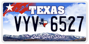 VYV6527  license plate in TX