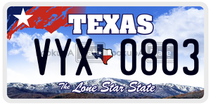 VYX0803 license plate in Texas