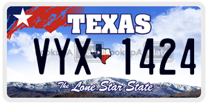 VYX1424 license plate in Texas