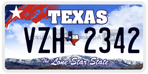 VZH2342  license plate in TX