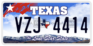 VZJ4414 license plate in Texas