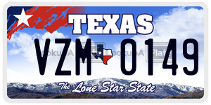VZM0149 license plate in Texas