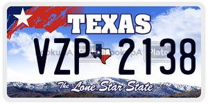 VZP2138 license plate in Texas