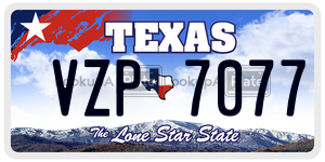 VZP7077  license plate in TX