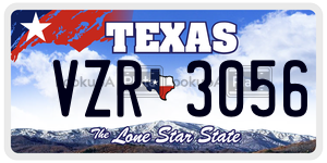 VZR3056 license plate in Texas