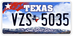 VZS5035 license plate in Texas