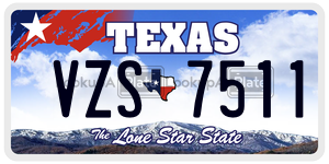 VZS7511 license plate in Texas