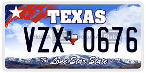 VZX0676 license plate in Texas