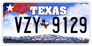 VZY9129 license plate in Texas