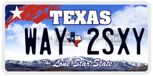 WAY2SXY  license plate in TX