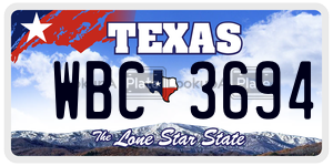 WBC3694 license plate in Texas