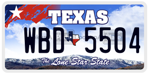 WBD5504 license plate in Texas