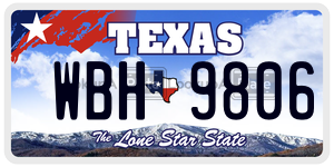 WBH9806  license plate in TX
