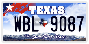 WBL9087 license plate in Texas