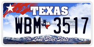 WBM3517 license plate in Texas