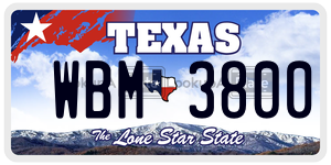 WBM3800 license plate in Texas
