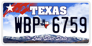 WBP6759  license plate in TX