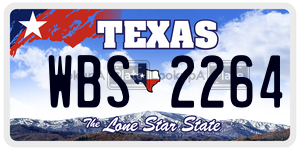 WBS2264 license plate in Texas