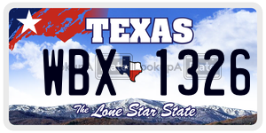WBX1326 license plate in Texas