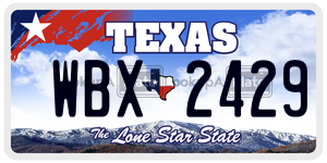 WBX2429 license plate in Texas