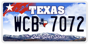 WCB7072 license plate in Texas