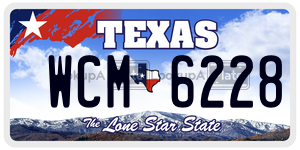 WCM6228  license plate in TX