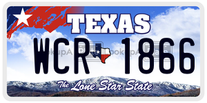 WCR1866 license plate in Texas