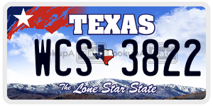 WCS3822 license plate in Texas