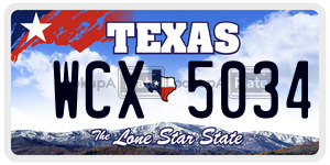 WCX5034  license plate in TX