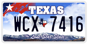 WCX7416 license plate in Texas