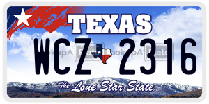 WCZ2316  license plate in TX
