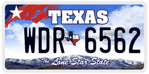 WDR6562 license plate in Texas
